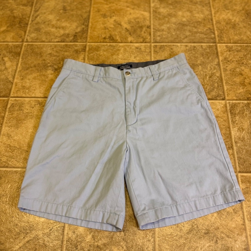 Nautica Mens The Deck Short Light Blue Cotton Twill Chino Shorts 32W VDR K06 116